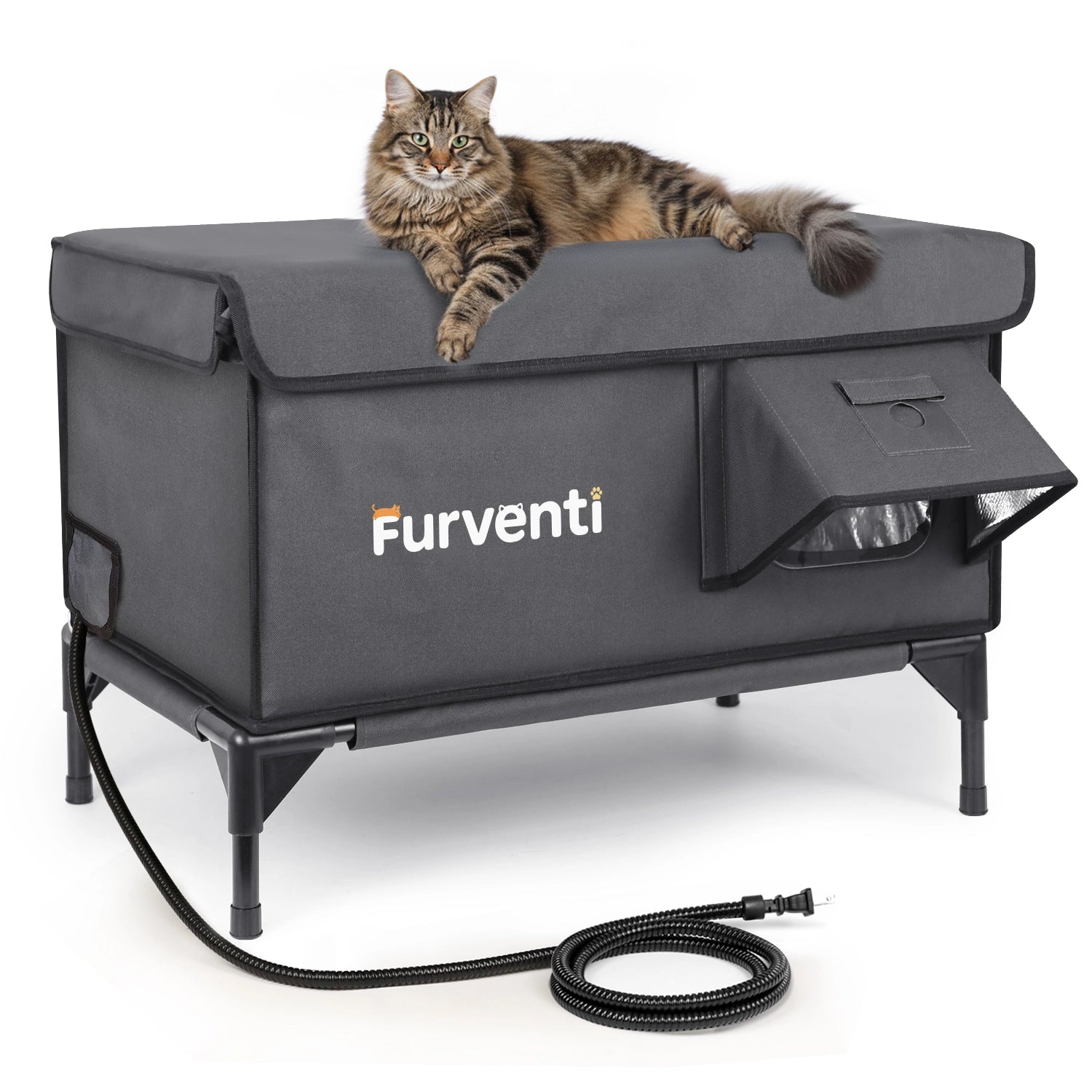 Furventi Flagship Outdoor Heated Cat House Shadow Grey