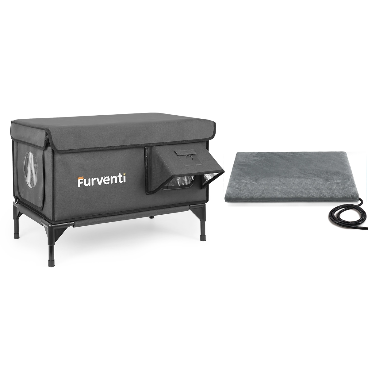 Furventi High Legs outdoor Cat House Dark Grey