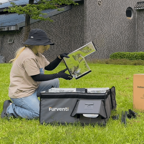 furventi high-leg takeaway dark gray installation GIF picture 3 & Outdoor Stray Heated Cat House