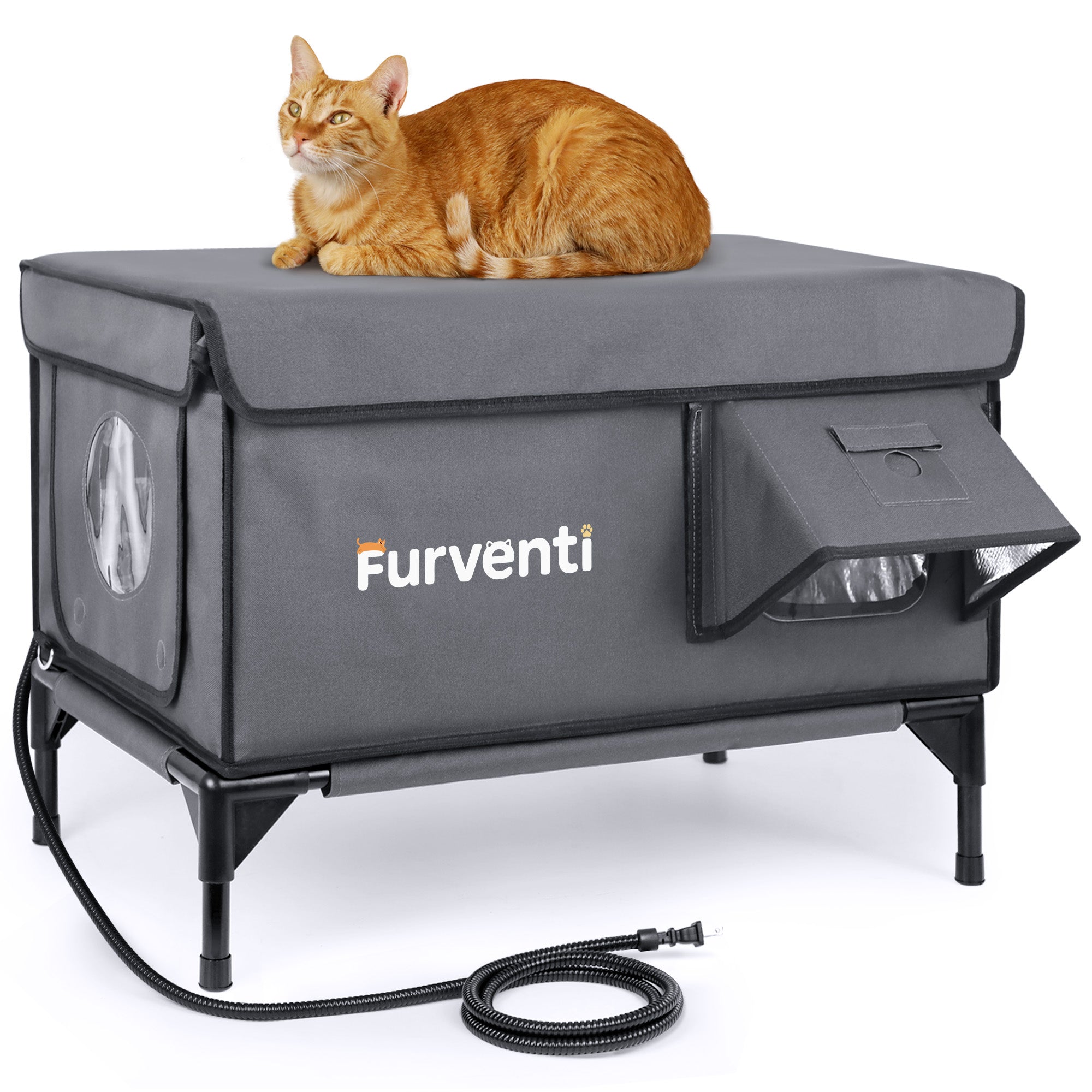 Furventi Classic Heated Outdoor Cat House Shadow Grey