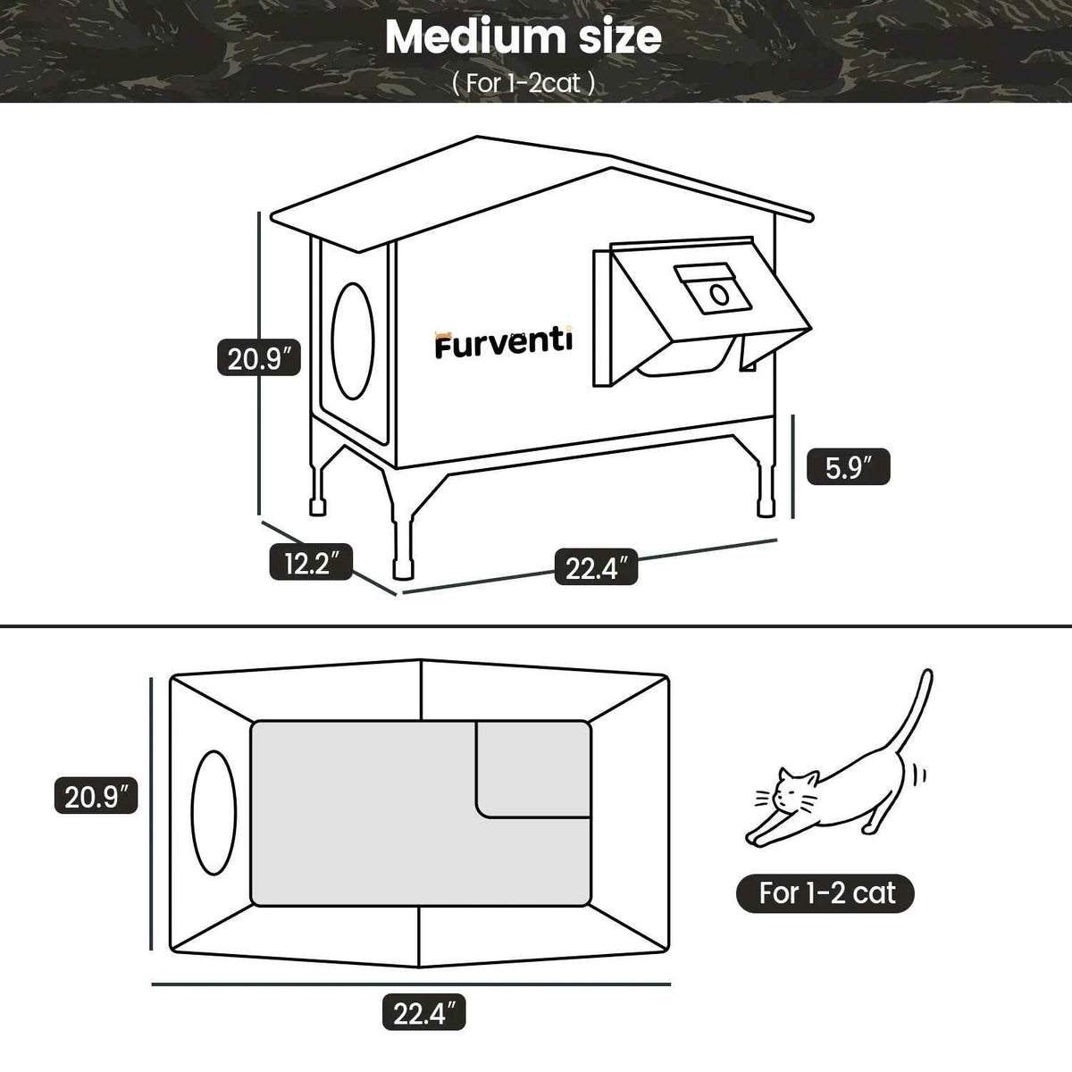 Furventi Flagship Open Top Outdoor Cat House Camouflage