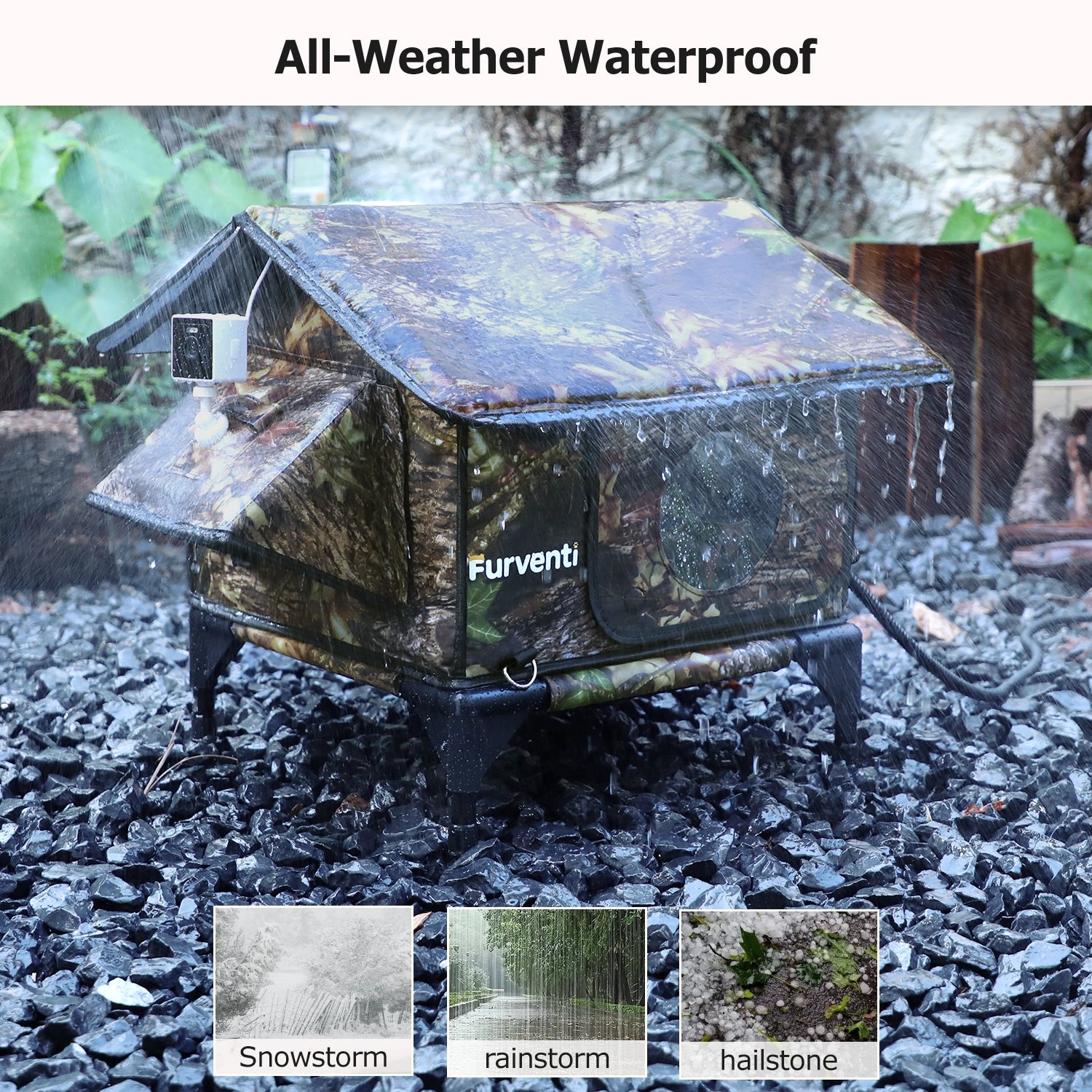 Furventi Heated Cat House for Outside Leaves