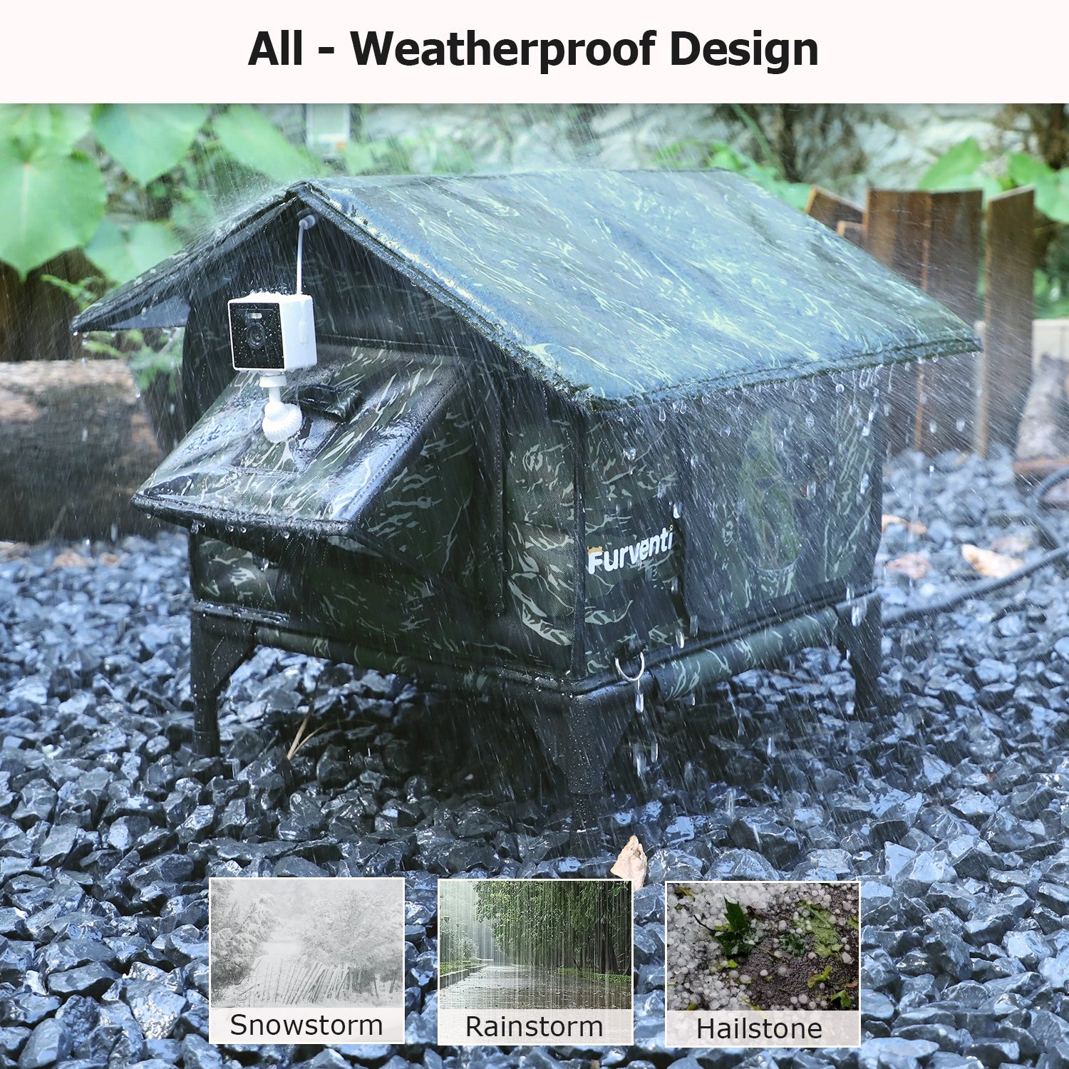 Furventi Heated Cat House for Outside Camouflage