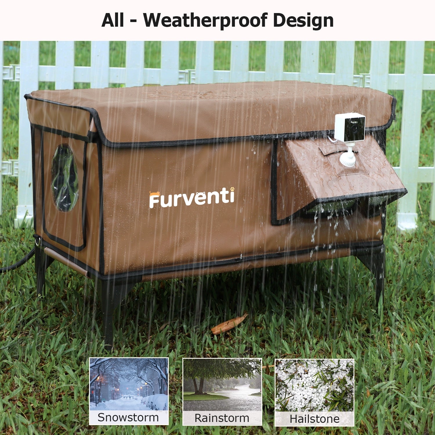 Furventi Classic Heated Outdoor Cat House Brown