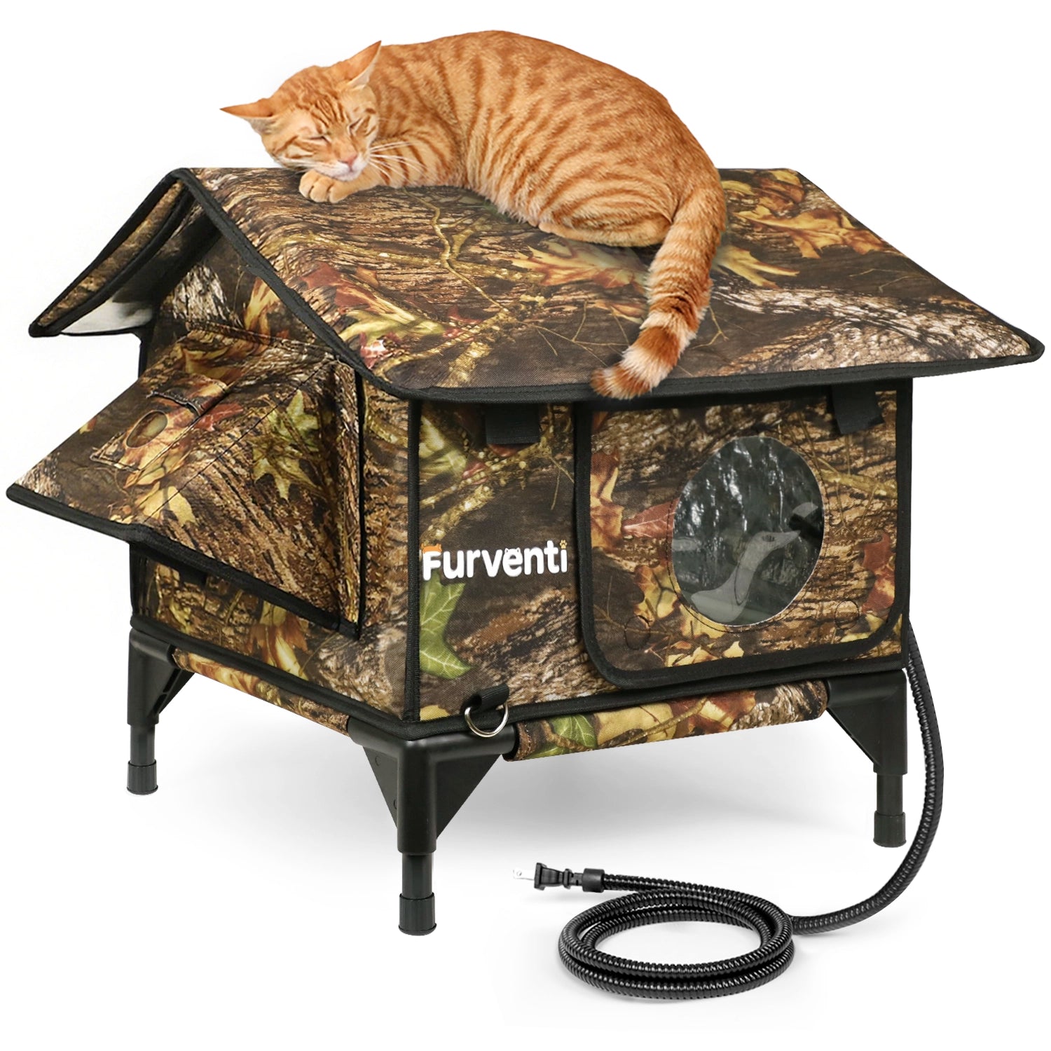 Furventi Heated Cat House for Outside Leaves