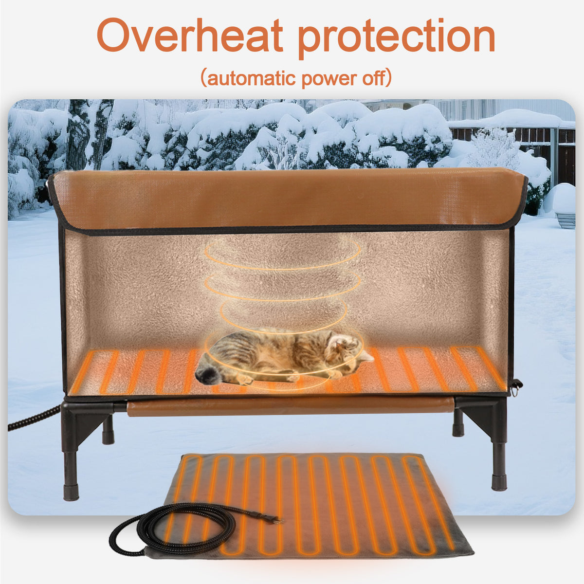 Furventi Cold-Resistant Outdoor Cat House Brown
