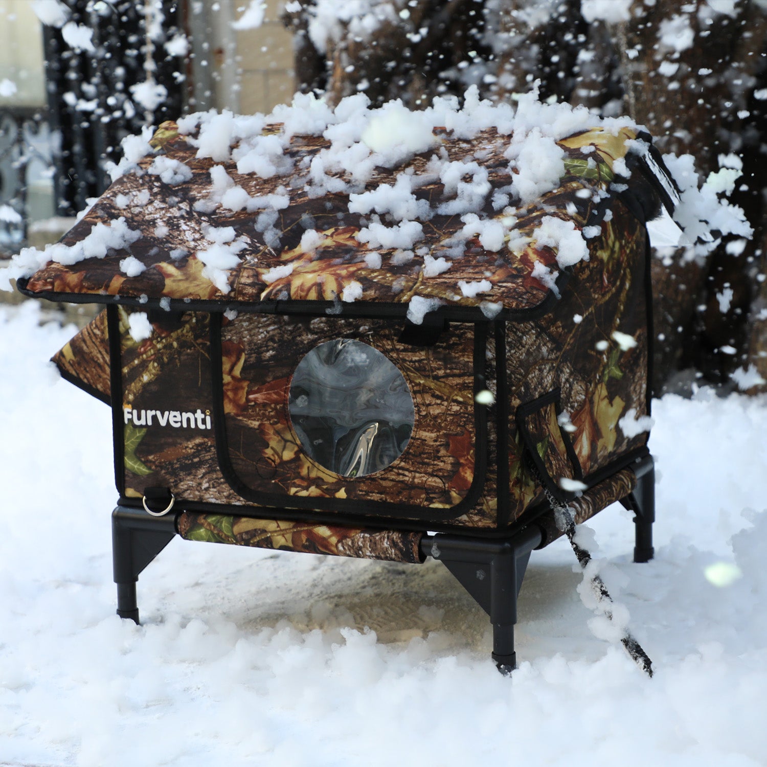 Furventi Sloped Roof Outdoor Heated Cat House Autumn Leaf