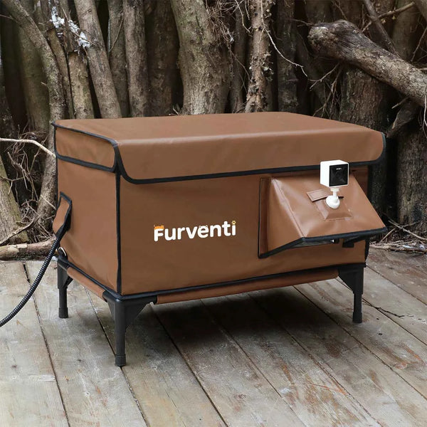 Furventi Cold-Resistant Outdoor Cat House Brown