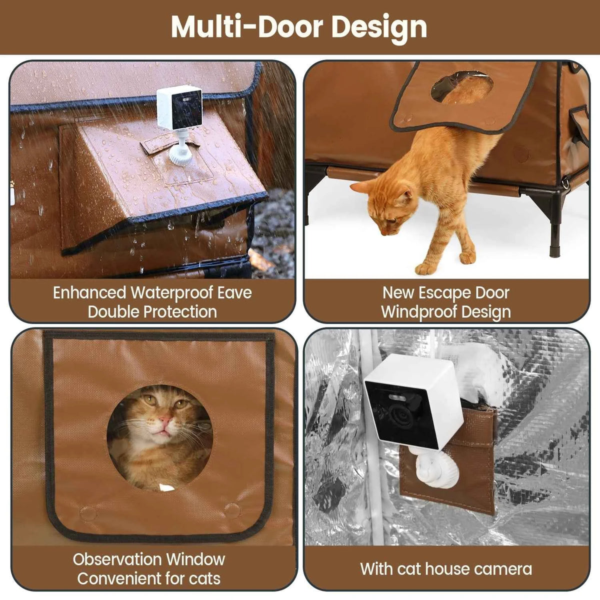 Furventi Cold-Resistant Outdoor Cat House Brown