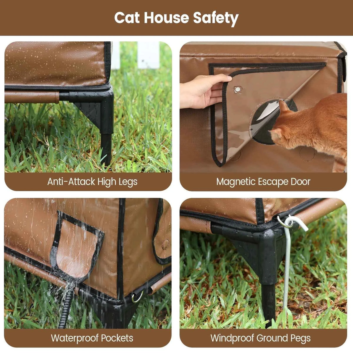 Furventi Cold-Resistant Outdoor Cat House Brown