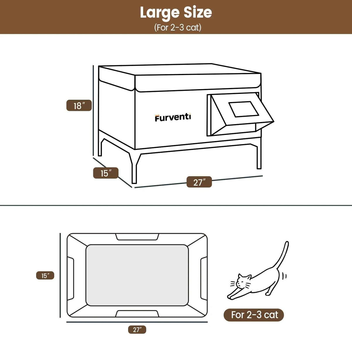Furventi Cold-Resistant Outdoor Cat House Brown