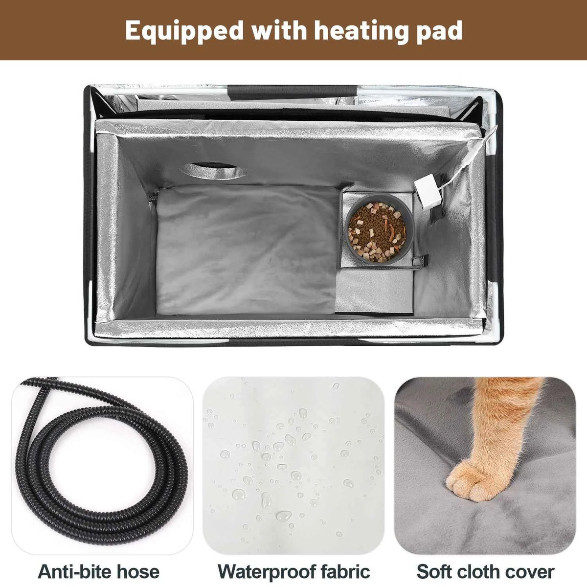 Furventi Cold-Resistant Outdoor Cat House Brown
