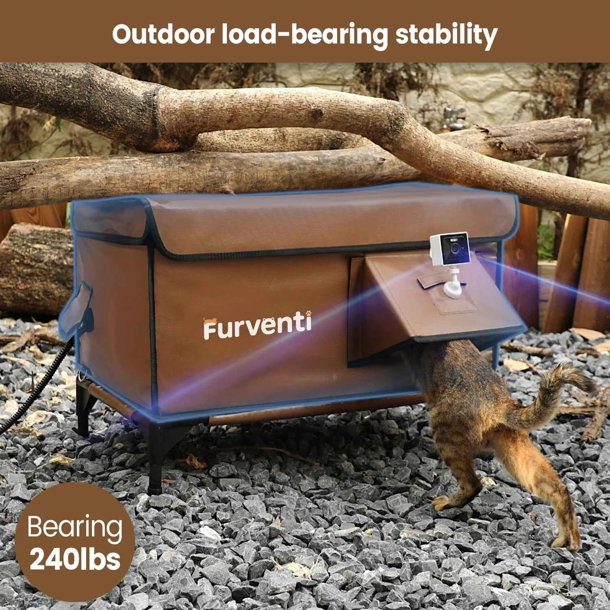 Furventi Cold-Resistant Outdoor Cat House Brown