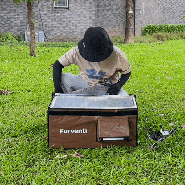 Furventi Cold-Resistant Outdoor cat house brown  installation GIF picture 3 & Outdoor Stray Heated Cat House