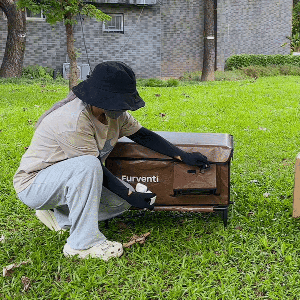 Furventi Cold-Resistant Outdoor cat house brown  installation GIF picture 6 & Outdoor Stray Heated Cat House
