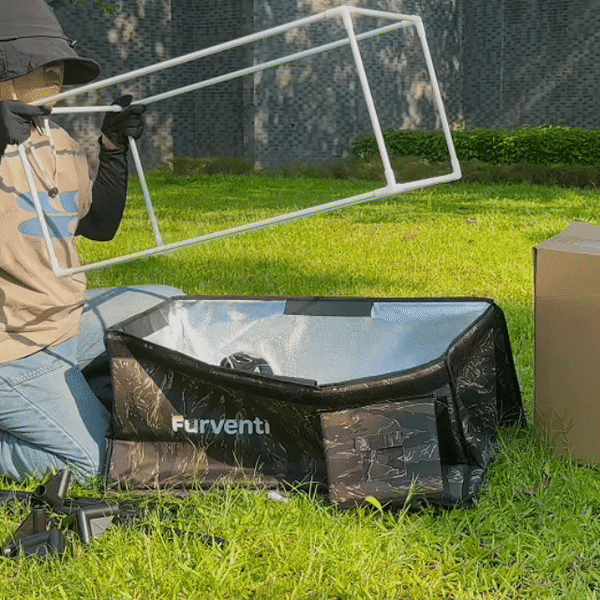 Furventi Flagship Outdoor Cat House Camouflage installation GIF picture 2 & Outdoor Stray Heated Cat House