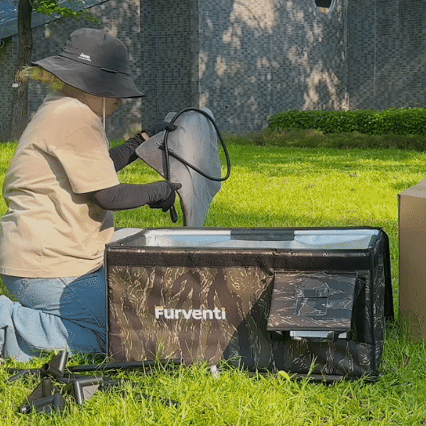 Furventi Flagship Outdoor Cat House Camouflage installation GIF picture 4 & Outdoor Stray Heated Cat House