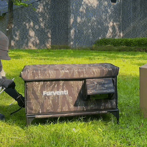 Furventi Flagship Outdoor Cat House Camouflage installation GIF picture 6 & Outdoor Stray Heated Cat House