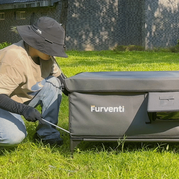 Furventi Flagship Outdoor Cat House Dark Grey installation GIF picture 6 & Outdoor Stray Heated Cat House