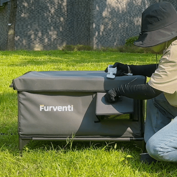 Furventi Flagship Outdoor Cat House Dark Grey installation GIF picture 7 & Outdoor Stray Heated Cat House