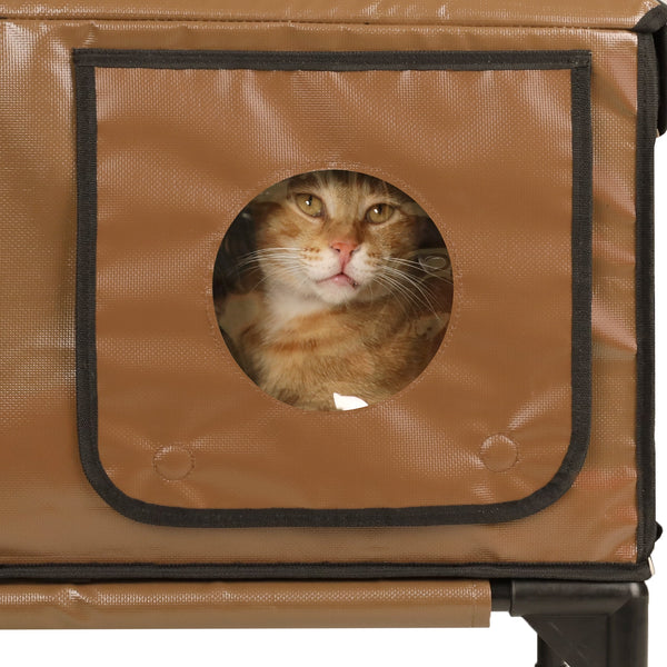 Furventi High Legs Outdoor Cat House Brown Product Features 2 & Outdoor Stray Heated Cat House