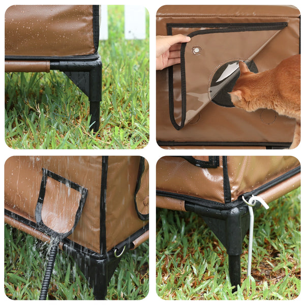 Furventi High Legs Outdoor Cat House Brown Product Features 7 & Outdoor Stray Heated Cat House