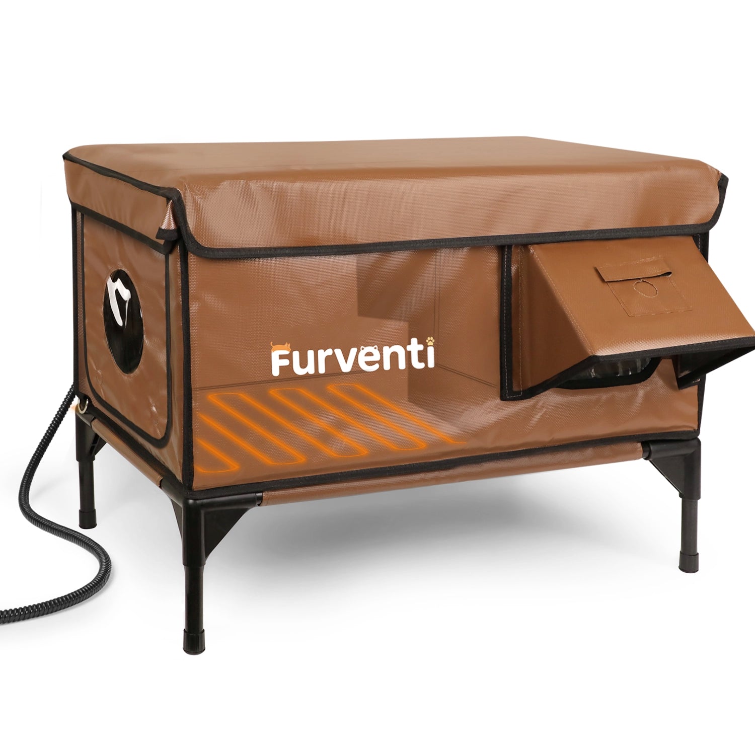 Furventi High Legs Outdoor Cat House Brown Product Features 8 & Outdoor Stray Heated Cat House