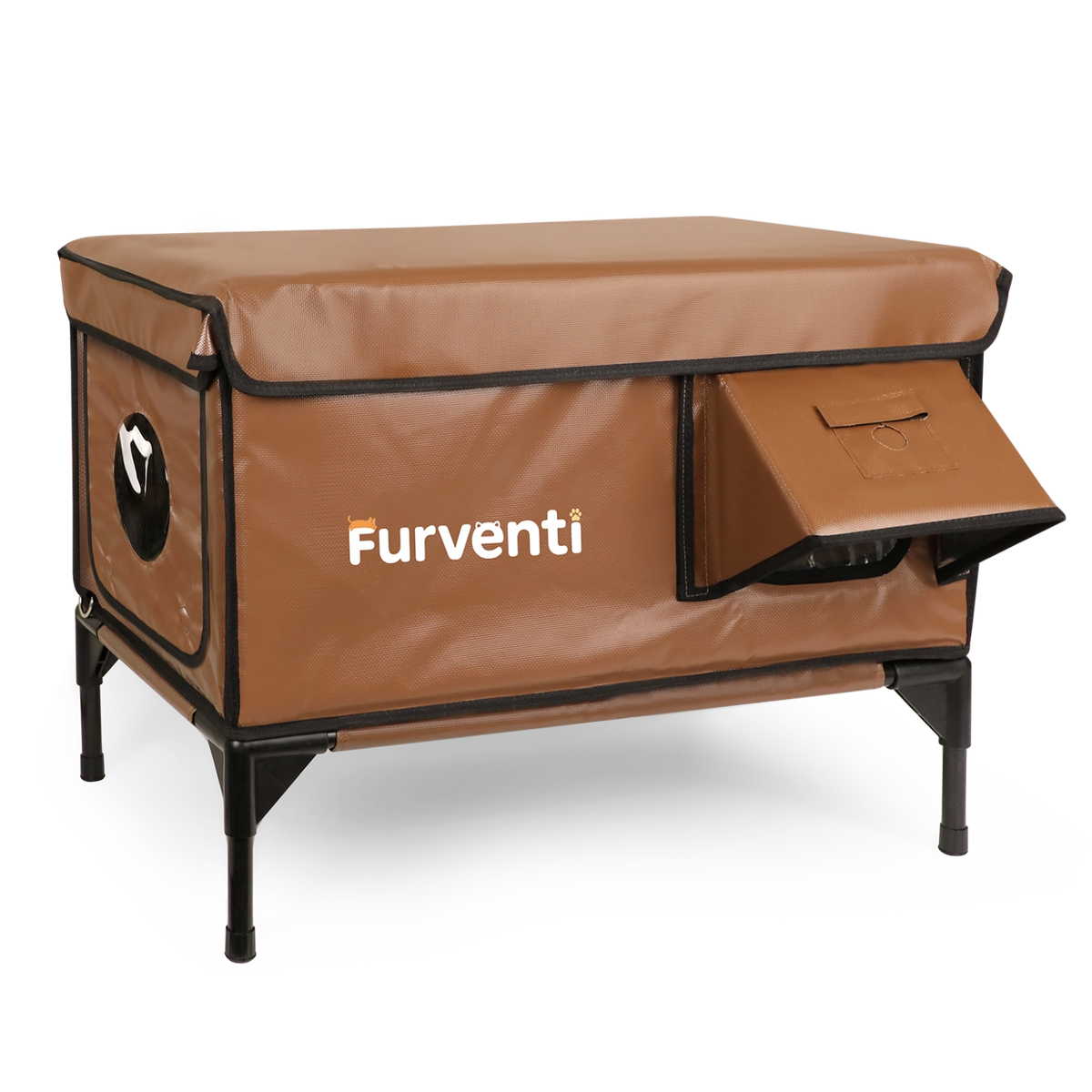 Furventi High Legs Outdoor Cat House Brown Product No/Heating pad & Outdoor Stray Heated Cat House