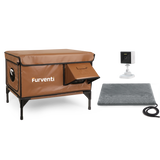 Furventi High Legs Outdoor Cat House Brown Product *1 heating pad  *1  camera & Outdoor Stray Heated Cat House