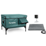 Furventi High Legs Outdoor Cat House Dark Green Camouflage *1 heating pad  *1  camera & Outdoor Stray Heated Cat House