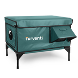 Furventi High Legs Outdoor Cat House Dark Green Camouflage No/Heating pad & Outdoor Stray Heated Cat House