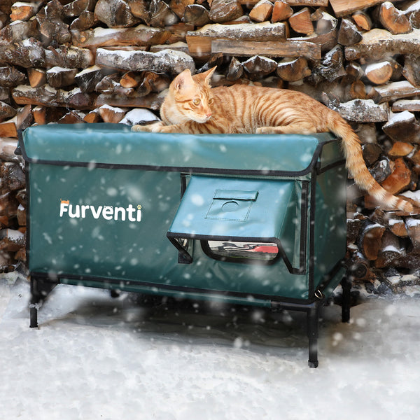 Furventi High Legs Outdoor Cat House Dark Green  Comment chart 2 & Outdoor Stray Heated Cat House