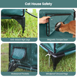 Furventi High Legs Outdoor Cat House Dark Green Product Cat House Safety & Outdoor Stray Heated Cat House