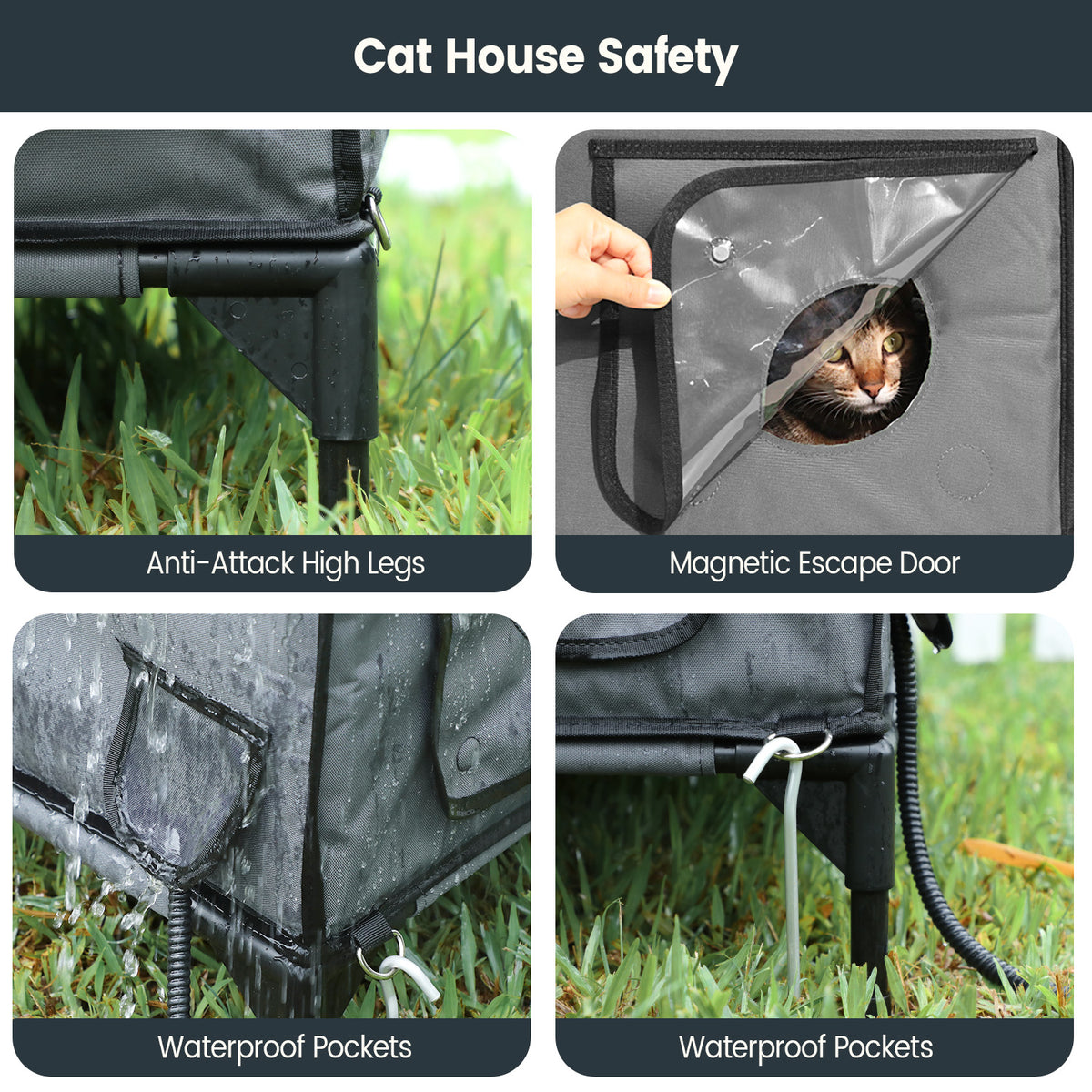 Furventi High Legs outdoor Cat House Dark Gray Product Cat House Safety & Outdoor Stray Heated Cat House