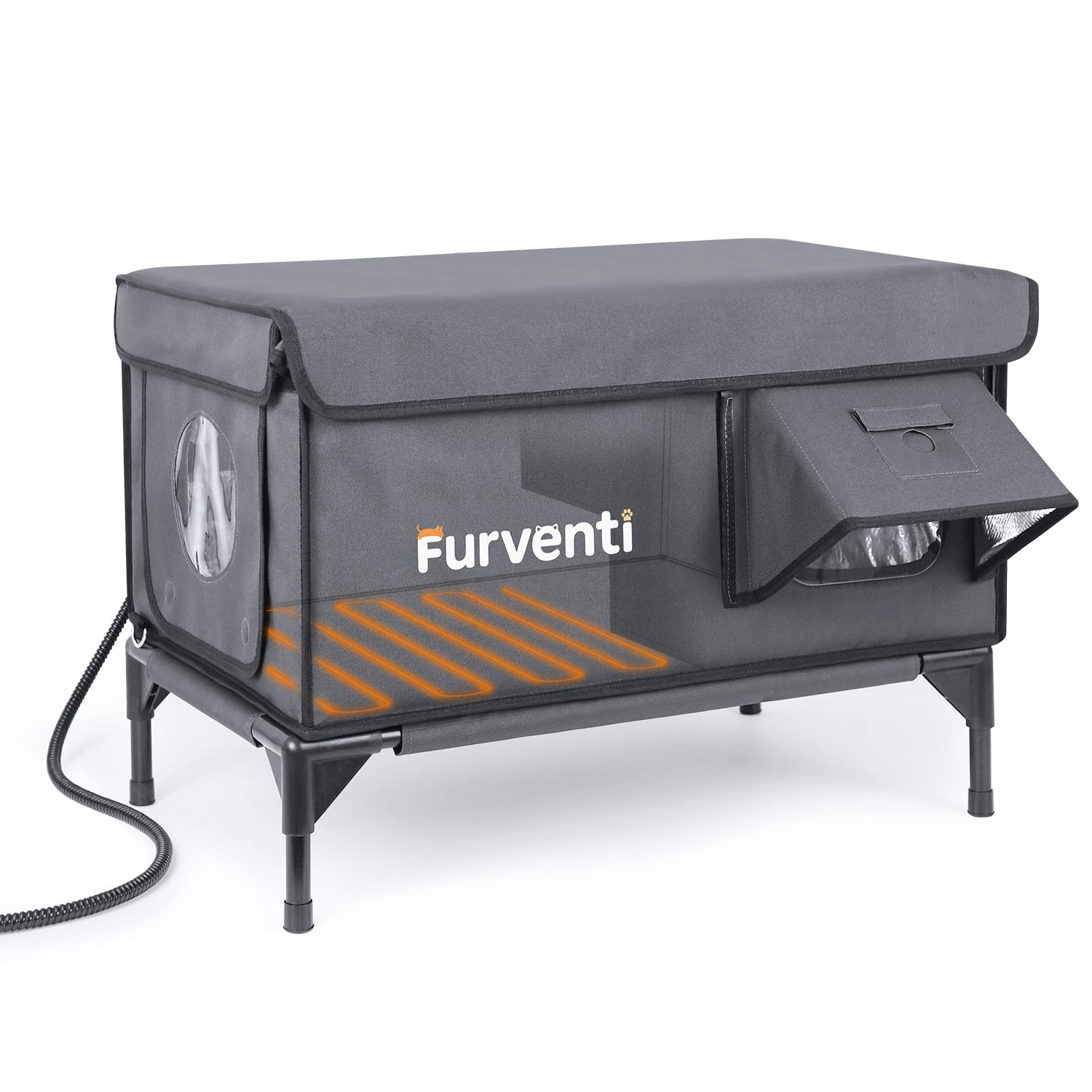 Furventi High Legs outdoor Cat House Dark Gray Product Features 3& Outdoor Stray Heated Cat House