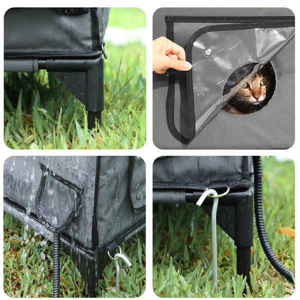 Furventi High Legs outdoor Cat House Dark Gray Product Features 8 & Outdoor Stray Heated Cat House