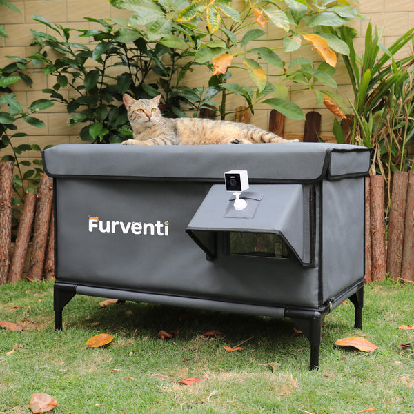 Furventi High Legs outdoor Cat House Dark Gray Product Features 9& Outdoor Stray Heated Cat House