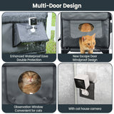 Furventi High Legs outdoor Cat House Dark Gray Product Multi-door design & Outdoor Stray Heated Cat House