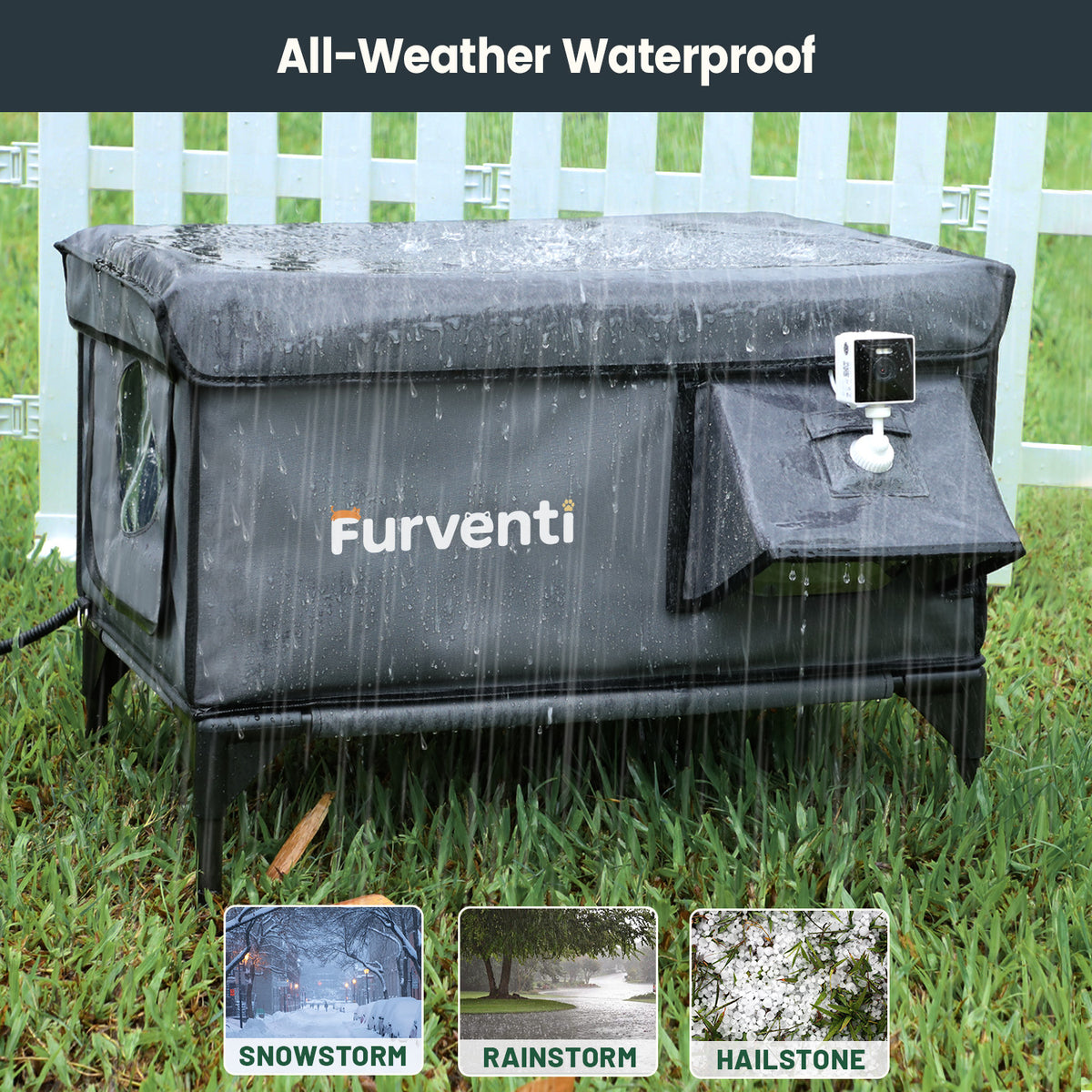 Furventi High Legs outdoor Cat House Dark Gray Product Windproof & Rainproof & Outdoor Stray Heated Cat House