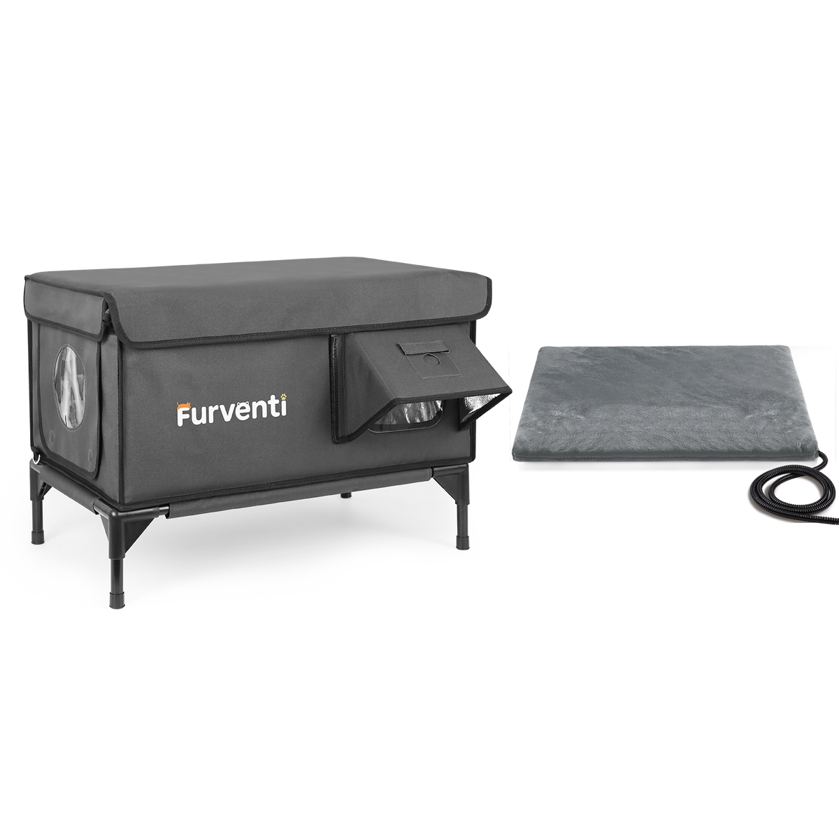 Furventi High Legs outdoor Cat House Dark Grey Product 02sku & Outdoor Stray Heated Cat House