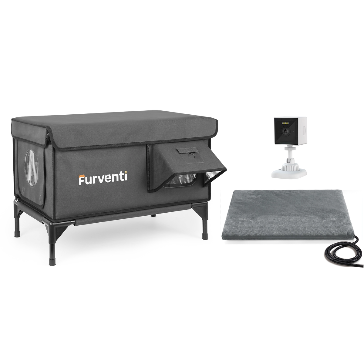 Furventi High Legs outdoor Cat House Dark Grey Product 03sku & Outdoor Stray Heated Cat House