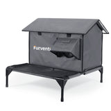 Furventi Platform Outdoor Cat House Dark Grey Camouflage No/Heating pad & Outdoor Stray Heated Cat House