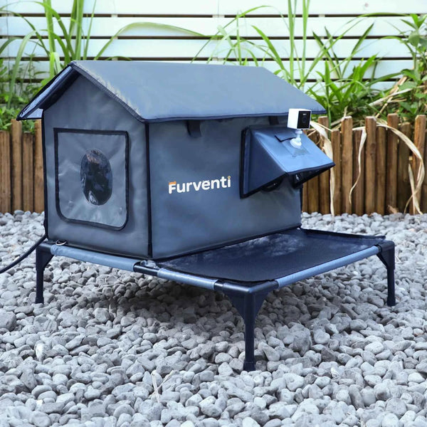 Furventi Platform Outdoor Cat House Dark Grey