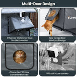 Furventi Platform Outdoor Cat House Dark Grey Product Multi-door design & Outdoor Stray Heated Cat House