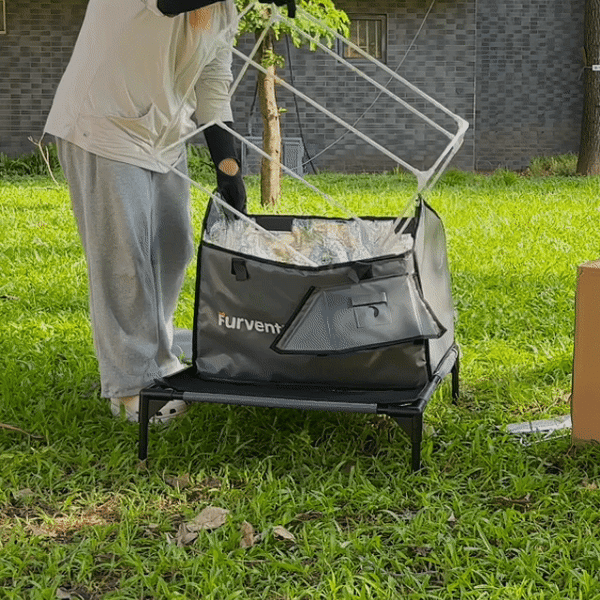 Furventi Platform Outdoor Cat House Dark Grey installation GIF picture 3 & Outdoor Stray Heated Cat House