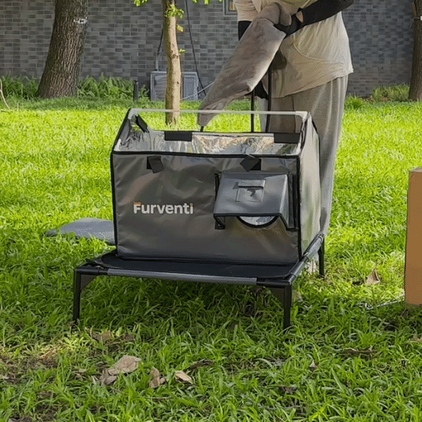 Furventi Platform Outdoor Cat House Dark Grey installation GIF picture 5  & Outdoor Stray Heated Cat House