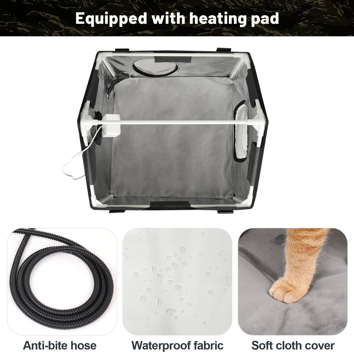  Furventi Rooftop Outdoor Cat House Camouflage Product Product with heating pad & Outdoor Stray Heated Cat House