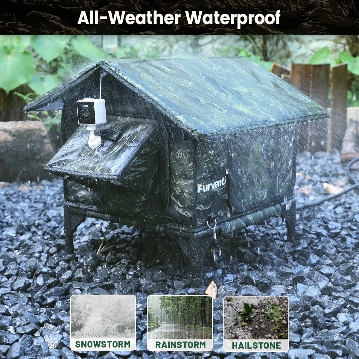  Furventi Rooftop Outdoor Cat House Camouflage Product Windproof & Rainproof & Outdoor Stray Heated Cat House