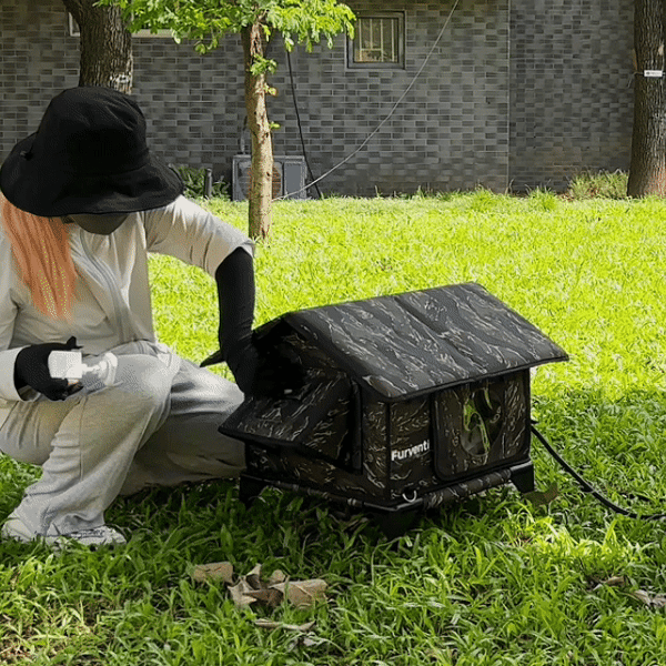 Furventi Rooftop Outdoor Cat House Camouflage  installation GIF picture 6 & Outdoor Stray Heated Cat House