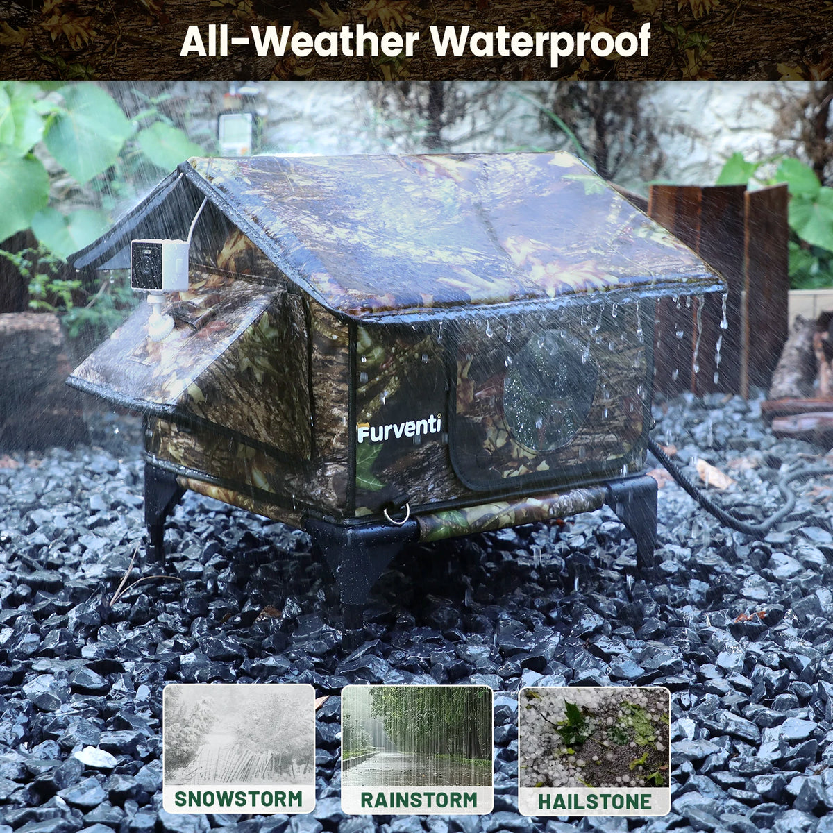 Furventi Rooftop Outdoor Cat House Leaves Product Rainproof & Outdoor Stray Heated Cat House